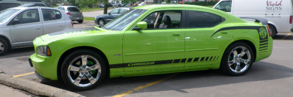 Custom Green Wrapped Car
